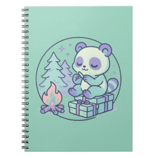 Cuaderno 6.5" x 8.75" Pastel Panda Cute cerca del Fogón con