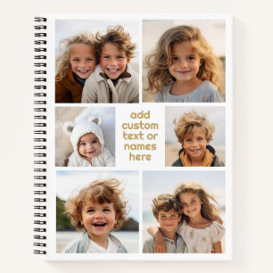Cuaderno 6 Collage de Fotos Minimalista - blanco y dorado