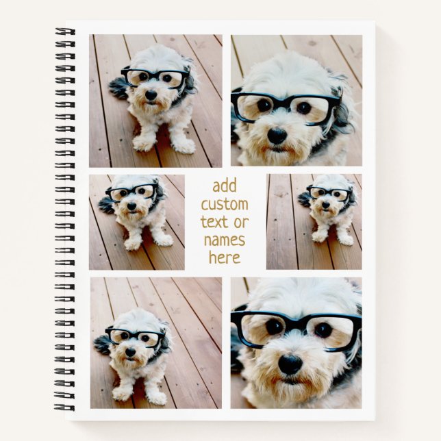 Cuaderno 6 Collage de fotos Minimalista - blanco y dorado (Anverso)