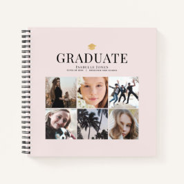 Cuaderno 6 Graduación rosada Minimalista de Collage de foto