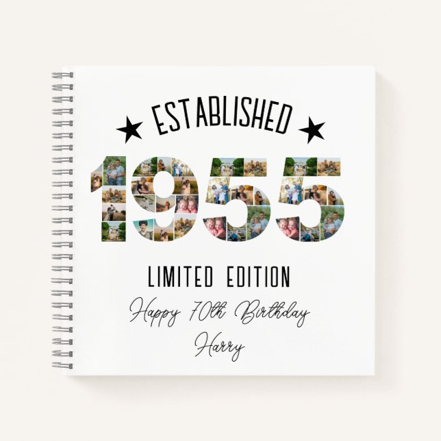 Cuaderno 70.º fiesta de Collage de fotos de cumpleaños fund (Anverso)