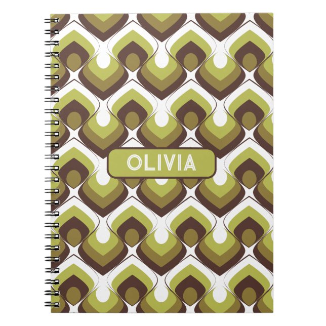 Cuaderno 70s Bold Modern Retro Ogee Motif in Greens (Frente)