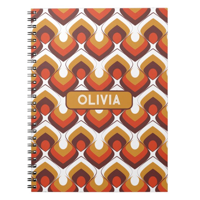Cuaderno 70s Bold Retro Modern Motif in Orange & Brown (Frente)