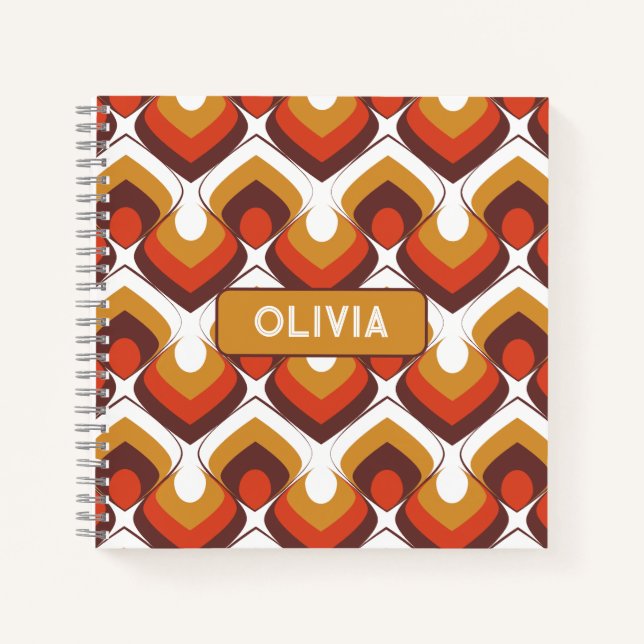 Cuaderno 70s Bold Retro Modern Motif in Orange & Brown (Anverso)