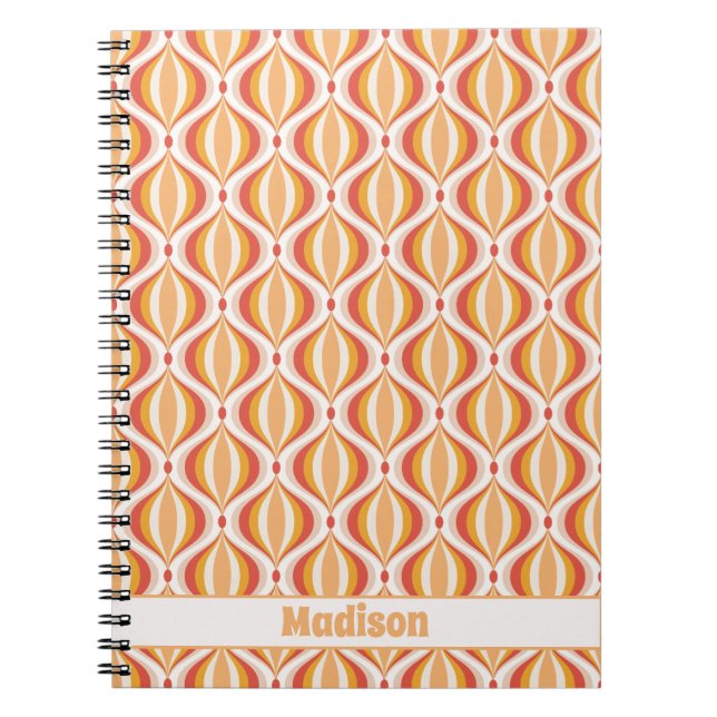 Cuaderno 70s nostalgia notebook groovy optical pattern (Frente)