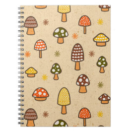 Cuaderno 70s Style Retro Mushrooms Spiral Notebook