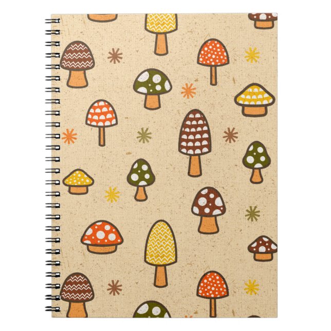 Cuaderno 70s Style Retro Mushrooms Spiral Notebook (Frente)