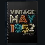 Cuaderno 70th Birthday Vintage 1952 Limited Edition<br><div class="desc">70th Birthday Vintage 1952 edición limitada Regalo de cumpleaños</div>