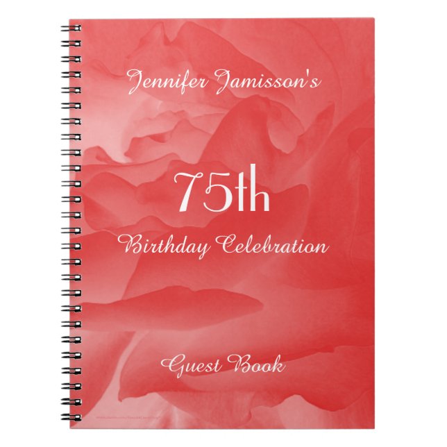 Cuaderno 75.º libro de invitados de fiesta de cumpleaños, R (Frente)