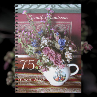 Cuaderno 75.º libro de invitados de la fiesta de cumpleaños