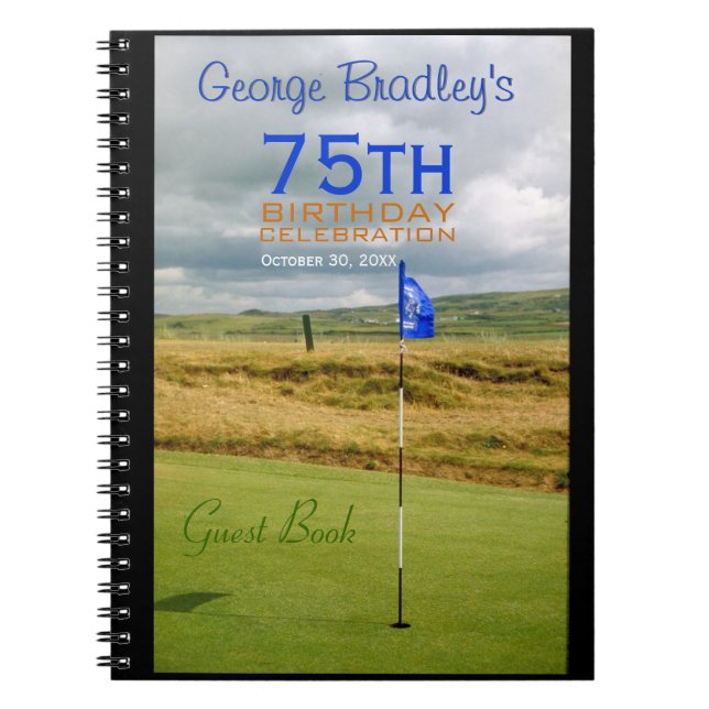 Cuaderno 75.o Libro de visitas del golf de la celebración (Frente)