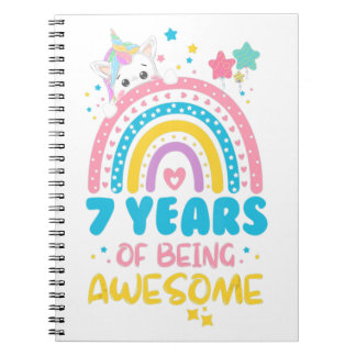 Cuaderno 7 años de ser asombroso arcoiris, 7 cumpleaños Uni