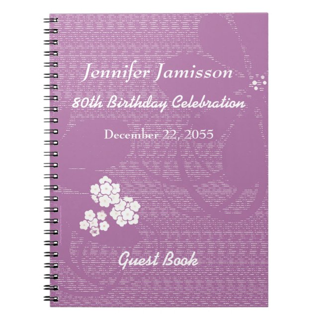 Cuaderno 80.ª fiesta de cumpleaños Pastel Purple Floral Esp (Frente)