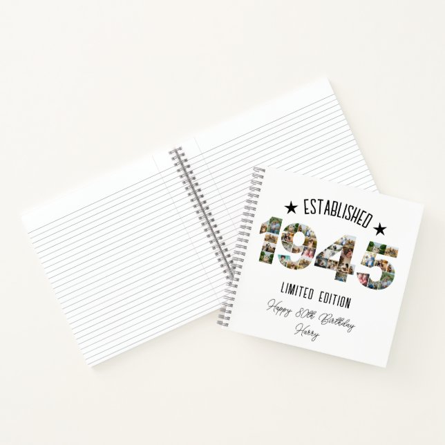 Cuaderno 80.º Collage de fotos de cumpleaños establecido en (Interior)