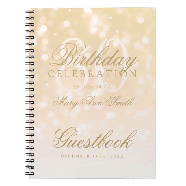 Cuaderno 80.as luces de la chispa de Bokeh del oro del (Frente)