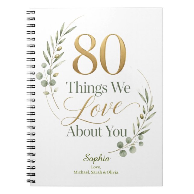 Cuaderno 80 cosas personalizadas que amamos de ti (Frente)