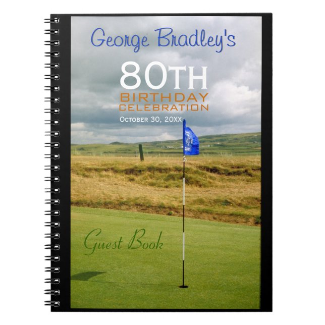 Cuaderno 80.o Libro de visitas del golf de la celebración (Frente)