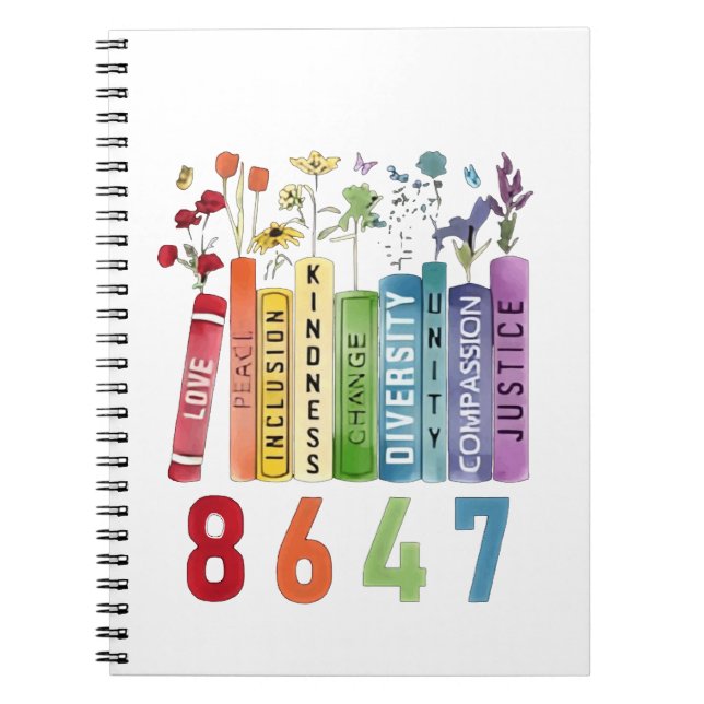 Cuaderno 8647 Sutil Anti Trump Anti MAGA 86 47 Floral LGBT (Frente)