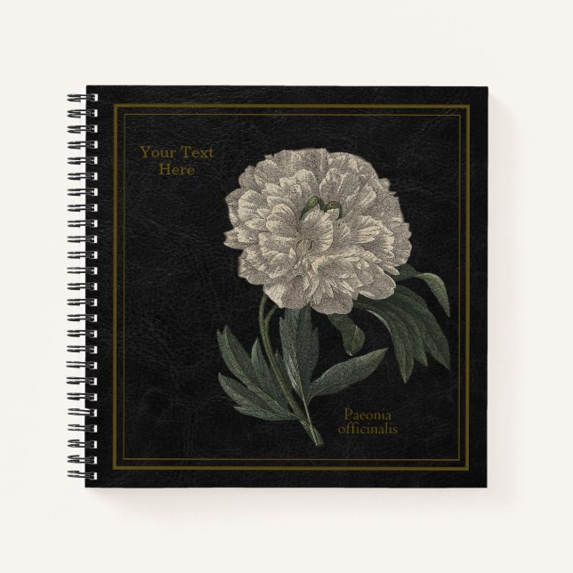 Cuaderno 8,5x8,5" Paeonia Officinalis Negra (Anverso)