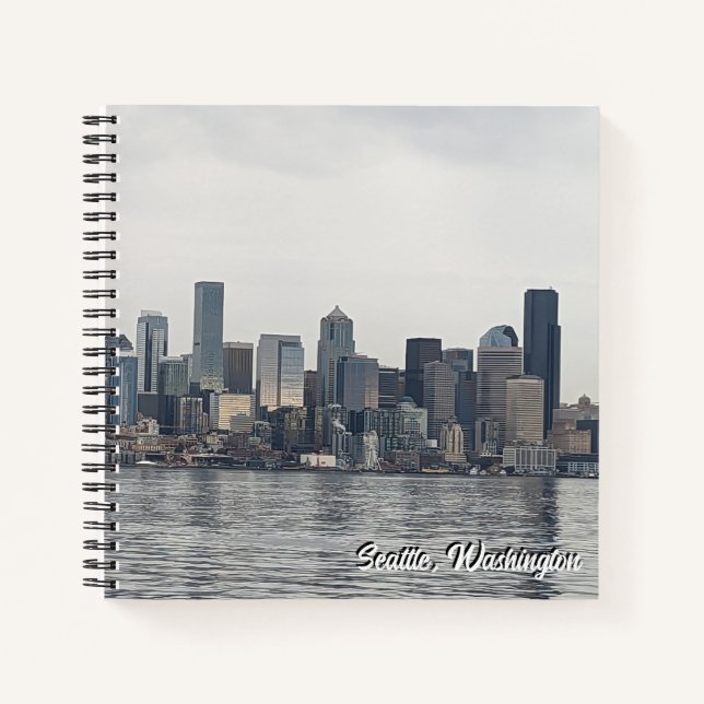 Cuaderno 8.5X8.5 Portátil espiral - horizonte de Seattle, W (Anverso)