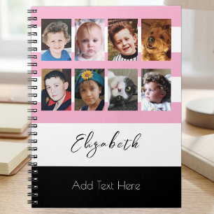 Cuaderno 8 foto nombre personalizado rosa