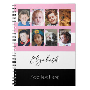 Cuaderno 8 fotos nombre personalizado rosa