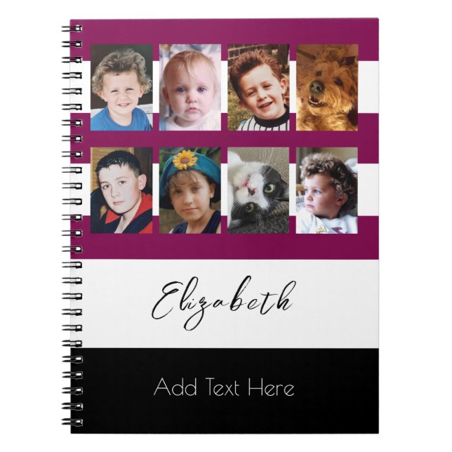 Cuaderno 8 photo custom name maroon (Frente)