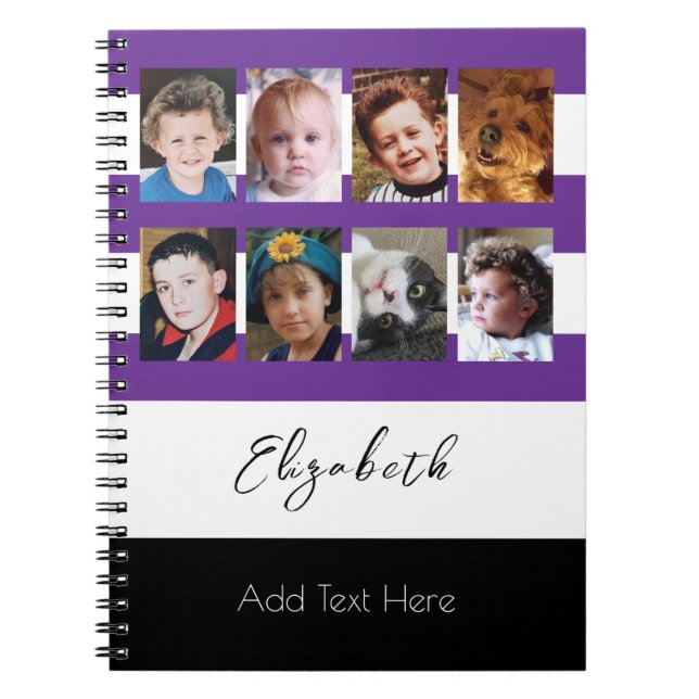 Cuaderno 8 photo custom name purple (Frente)