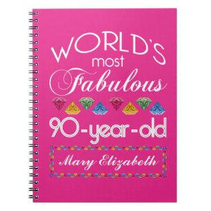 Cuaderno 90º cumpleaños Las joyas más coloridas rosadas