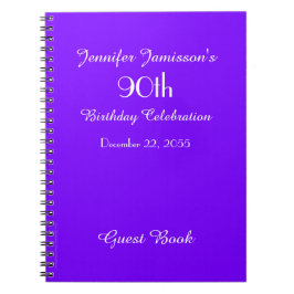 Cuaderno 90.ª fiesta de cumpleaños Libro de invitados Purpl