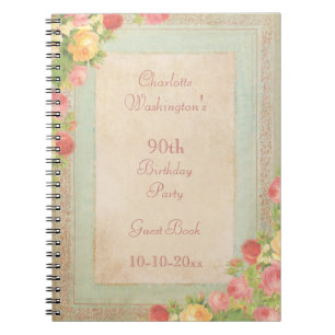 Cuaderno 90.a fiesta de cumpleaños de los rosas elegantes