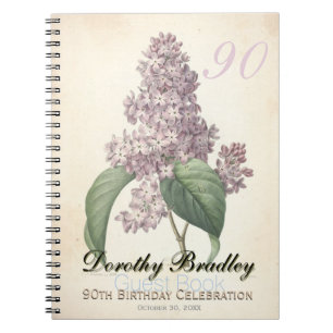 Cuaderno 90.o Libro de visitas botánico de la lila del