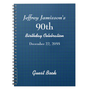 Cuaderno 90.o Tela escocesa del azul del libro de visitas