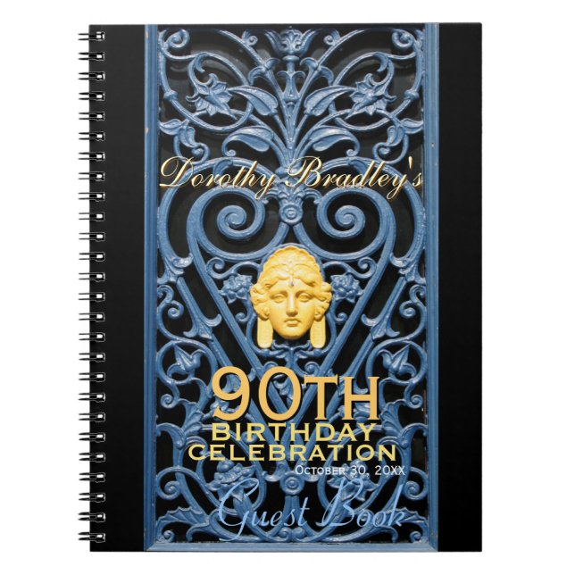 Cuaderno 90h Birthday Celebration Art Deco Custom Guest B (Frente)