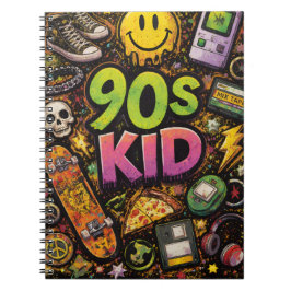 Cuaderno 90s Kids Retro Pizza Smiley Face Flower Design