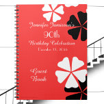 Cuaderno 90th Birthday Party Guest Book Red/White Floral<br><div class="desc">This minimalist 90th Birthday Party Guest Book spiral notebook is decorated with black and white flowers on a red background.  Easy to customize,  just CHANGE or delete EXAMPLE name and age.  All Rights Reserved © 2015 Alan & Marcia Socolik.</div>