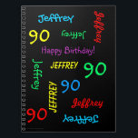 Cuaderno 90th Birthday Party Guest Book, Repeat Name Black<br><div class="desc">What a wonderful, personalized Guest Book for a 90th birthday party or any other occasion. On the cover, Name and Age repeats in different fonts and primary colors on a black background. Easy to personalize - just CHANGE NAME, AGE, and OCCASION in ONE PLACE. Supports name up to 9 characters....</div>