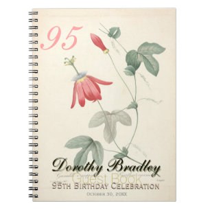 Cuaderno 95th Birthday Party Passiflora Custom Guest Book