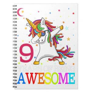 Cuaderno 9.º cumpleaños dabbing regalo de Fiesta unicornio 