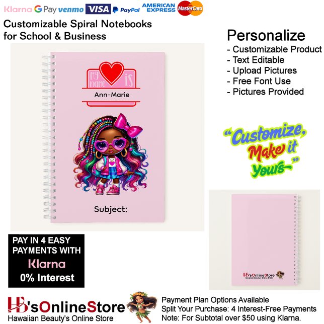 Cuaderno 9 African American Girl Writing Supplies Students (9 African American Girl Writing Supplies Students Notebook.)