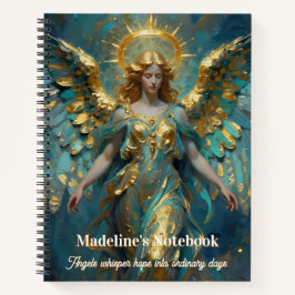 Cuaderno A Beautiful Gold and Turquoise Angel Personalized