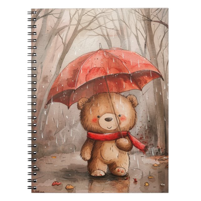 Cuaderno A Cute Teddy Bear in The Rain (Frente)