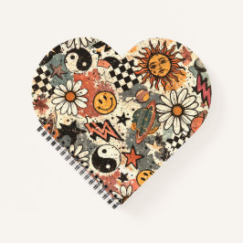 Cuaderno A fun retro 90s pattern featuring cheerful happy f