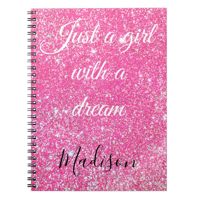 Cuaderno A GIRL WITH A DREAM Sparkle Hot Pink Glitter (Frente)