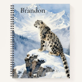 Cuaderno A Snow Leopard on Snowy Peak Personalized