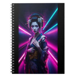 Cuaderno A woman in a traditional Japanese kimono stands 
