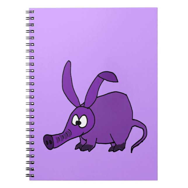 Cuaderno Aardvark púrpura divertido (Frente)