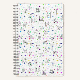 Cuaderno ABC sobre fondo estelar - Práctica (5,5" x8,5") 