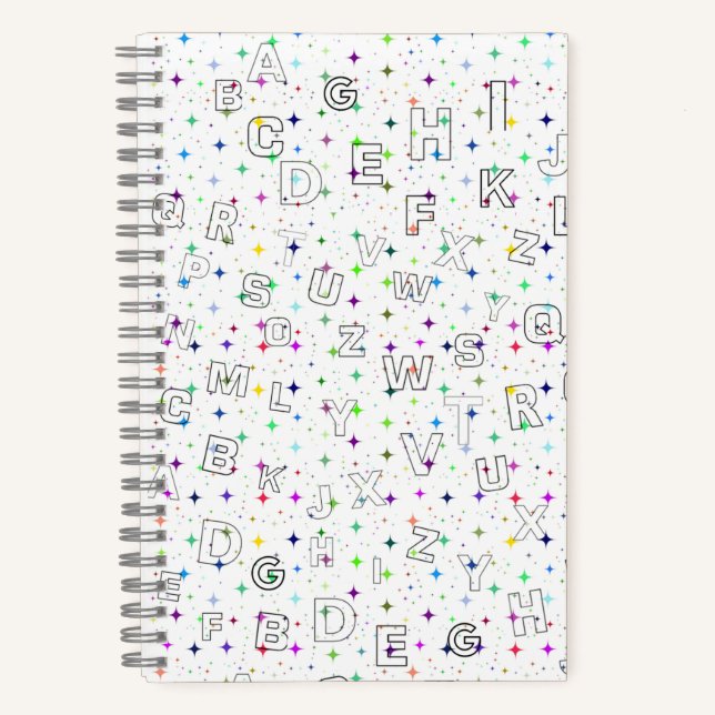Cuaderno ABC sobre fondo estelar - Práctica (5,5" x8,5")  (Anverso)