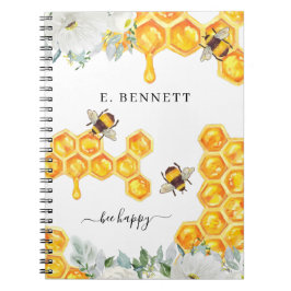 Cuaderno Abeja Bumble de Panal Floral | Diario de Monograma